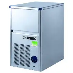 MÁQUINA DE HIELO EN CUBITOS HUECOS - Mod SEI18 - Capacidad del contenedor Kg 4 - Producción hasta por aire Kg 19/24 h - Producción hasta por agua Kg 17/24 - Medidas cm L 33,4 x P 45,7 x H 55,2/57,2