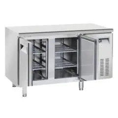 MESA REFRIGERADA DE ACERO INOX - PARA SNACK - MOD. SF 2100 - N. 2 PUERTAS - VENTILADO - CAPACIDAD Lt. 230 - TEMPERATURA -22° / -18° C - DIM. cm L 135 x P 60 x H 85 - CE