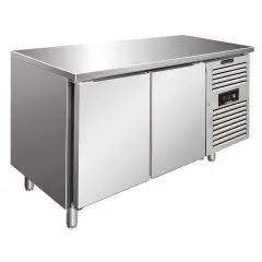 MESA REFRIGERADA DE ACERO INOX AISI 304 - VENTILADO - Mod SNACK 2100 BTF - N 2 PUERTAS - CAPACIDAD Lt 260,3 - TEMPERATURA -18°/-22°C - Dim cm L 136 x P 60 x h 86