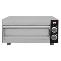 Horno pizza FM eléctrico - Mod. STZ 133 - Capacidad 1 pizza Ø 35 cm - Potencia 2,0 kw - Monofásico 230v-50/60hz - Medidas de la cámara: 405x370x80 - Temperatura máxima: 320°C - Dim. Ext. 535x535x261 - Peso 20 kg