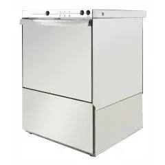 LAVAVAJILLAS PROFESIONAL de ACERO INOX - MOD U500 - CON BOMBA DE DESAGÜE - Alimentación MONOFÁSICA - PASO ÚTIL MÁXIMO cm 34 - CESTA CUADRADA cm 50x50 - CICLO (seg -) 120 - Dosificador de abrillantador regulable - Medidas cm L 55 x P 60 x h 82,5