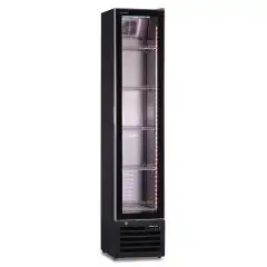 VITRINA REFRIGERADA VERTICAL PARA LA EXPOSICIÓN DE CARNE - Mod. TH REGA - Estático con agitador - Potencia de 180 W - Capacidad de 164 litros - Temperatura de 0° a +4°C - Medidas cm L 39 x P 47,5 x 188 H - Norma CE
