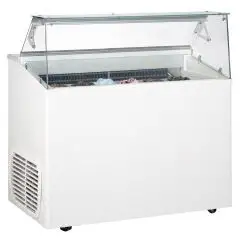 VITRINA DE HELADERÍA - MOD. VETRINA TP 6 - CAPACIDAD LT 246 - TEMPERATURA -15°/-20°C - Medidas cm. A 120 - x F 67,3 - x h 117,5 - CE