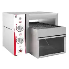 Tostador de Cinta FM mod. TTV2400 - Velocidad de avance regulable - Potencia 2,8 kw - Cámara de cocción 260 x 460 x 70 - Monofásico 230v-50/60hz - Peso 20 kg - Dim. Ext. 480x510x410