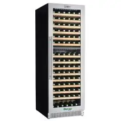 VITRINA REFRIGERADA PARA VINO - MOD. G-VI180D - VENTILADO - TEMPERATURA +5°/+12°C / +12°/+20°C - N. 1 PUERTA ACRISTALADA - ESTRUCTURA DE CHAPA BARNIZADA DE NEGRO - CAPACIDAD BRUTA Lt. 379 - Potencia W 160 - ALIMENTACIÓN 220-240V/1/50Hz - Medidas cm L 71 x