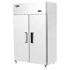 ARMARIO FRIGORÍFICO COMPACTO DE ACERO INOX - Mod. YBF9218GR - VENTILADO - Capacidad LT 900 - N. 2 Puertas - TEMPERATURA -2°/+8°C - Dim. cm L 120 x P 73 x h 195,5 - CE