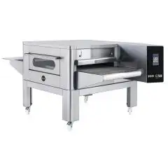 HORNO ELÉCTRICO DE CINTA PARA PIZZA - Mod. C/50 - Modular y apilable - De acero inox - Medidas de la cámara cm L 50 x P 75 x 10 h - Potencia 14,2 Kw - CE