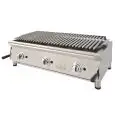 Barbacoa de GAS de piedra volcánica - Mod 100BAR - Potencia 16,5 kw - Parrilla pavonada (AxF) 918x396 mm - Quemadores n 6 - Dimensiones A 1000 x F 587 x H 364 mm - Peso 58 kg