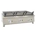 Parrilla de GAS VASCA de piedra volcánica - Mod 100VASN - Potencia 16,5 kw - Parrilla (AxF) 918x396 mm - Quemadores n 6 - Dimensiones A 1000 x F 587 x H 364 mm