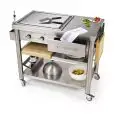 CARRITO DE COCINA - mod. 697110 teppan yaki - de acero inox mod 697110 - con plancha eléctrica teppan yaki  - 2 zonas de cocción - de 50° ÷ 250°