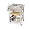 CARRITO DE COCINA - mod. 697050 teppan yaki - de acero inox mod 697050 - con plancha eléctrica teppan yaki  - 2 zonas de cocción - de 50° ÷ 250°