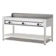COCEDOR DE PIADINA A GAS POLLINI - Modelo C.P12 - Sobre soporte de acero inox - Placa de acero inoxidable - Capacidad térmica KW 24 - Homologación CE