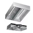 Campana extractora central tipo Cubika de acero inox AISI 430 (con turbina) - Filtros de lamas - Iluminación de neón
