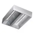 Campana central tipo Cubika de acero inox AISI 430 (sin turbina) - Filtros de lamas - Iluminación de neón