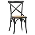 Sedia - color negro - Estructura en madera, efecto envejecido, seduta en rattan - Modelo 1188-HT36N-01