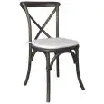 Sedia - color negro - Estructura en madera, efecto envejecido, seduta en rattan - Modelo 1188-HT36b