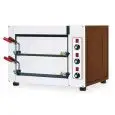 HORNO ELÉCTRICO PARA PIZZAS - Mod. FAST 50 - N. 2 soleras de cocción refractarias - Medidas interiores cámara cm A 50 x F 51 x h 10 - N. Pizzas 4 + 4 (Ø cm 25) - Potencia máxima Kw 6 - Norma CE