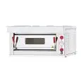 HORNO ELÉCTRICO PARA PIZZAS - Mod. T1A/I - N. 1 solera refractaria - Medidas interiores cámara cm A 61 x F 62 x h 15 - N. Pizzas 4 (Ø cm 30) - Capacidad: N. 1 Bandeja (cm 60x40) - Potencia máxima Kw 4 - Norma CE