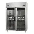 ARMARIO DE REFRIGERACIÓN DE ACERO INOXIDABLE AISI 304 - Mod BG12ENNPV - VENTILADO - MIXTO BT+BT - CAPACIDAD LT 1150 - N. 2 PUERTAS DE CRISTAL - TEMPERATURA -18°/-22°C - Medidas cm L 142 x P 70 x h 203/210 - CE