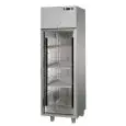 ARMARIO DE REFRIGERACIÓN DE ACERO INOXIDABLE - Mod. BG04EBTPV - VENTILADO - CAPACIDAD LT 400 - N. 1 PUERTA DE CRISTAL - TEMPERATURA -18°/-22°C - Medidas cm L 60 x P 62 x h 190/208 - CE