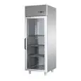 ARMARIO DE REFRIGERACIÓN DE ACERO INOXIDABLE AISI 304 - VENTILADO - Mod. BG07EBTPV - GASTRONORM 2/1 - CAPACIDAD LT 700 - N. 1 PUERTA DE CRISTAL - TEMPERATURA -18°/-22°C - Medidas cm L 71 x P 80 x h 203/210 - CE