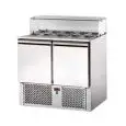 SALADETTE REFRIGERADA - Mod. SLV02VD - VENTILADO - GASTRONORM 1/1 (cm 53x32,5) - CRISTAL RECTO - N. 2 PUERTAS REFRIGERADAS - Temperatura +4°/+6°C - Medidas cm L 90,4 x P 70 x h 105,8 - CE