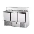 SALADETTE REFRIGERADA - Mod. SLV03VD - VENTILADO - GASTRONORM 1/1 (cm 53x32,5) - ENCIMERA DE GRANITO - N. 3 PUERTAS REFRIGERADAS - CRISTAL RECTO - Temperatura +4°/+6°C -Medidas cm L 138 x P 70 x h 105,8 - CE