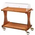 CARRO DE SERVICIO DE MADERA DOS PISOS - MOD. CL2260 - Para postres y entradas -  Estructura de madera contrachapada de abedul - Cúpula de metacrilato - Medidas cm A 106 x F 55 x h 95