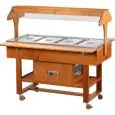 CARRO REFRIGERADO - MOD. ELR2825 - Estructura de madera maciza - Refrigeración estática -Temperatura +2° +10°C (con tapas colocadas) - Cúpula de metacrilato - Capacidad n° 4  GN1/1 H15 cm - Alimentación  230V/1N/50Hz - Medidas cm  A 148 x F 112 x h 141