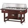 CARRO REFRIGERADO - MOD. ELR2827 - Estructura de madera maciza - Refrigeración estática -Temperatura +2° +10°C (con tapas colocadas) - Cúpula de metacrilato - Capacidad n° 4  GN1/1 H15 cm - Alimentación  230V/1N/50Hz - Medidas cm  A 148 x F 112 x h 125