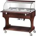 CARRO CALIENTE BAÑO MARÍA - MOD. CL2778 - Estructura de madera maciza -Temperatura +30° +90°C - Cúpula de metacrilato - Capacidad n° 3  GN1/1 H15 cm - Alimentación  230V/1N/50Hz - Medidas cm A 111 x F 90 x h 126