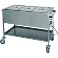 CARRO TÉRMICO - MOD. CT - Estructura de acero inox - Cubetas a doble pared - Termostato  ajustable +30° +90°C - Alimentación V230 50/60 Hz