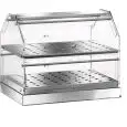 VITRINA NEUTRA - MOD. VBN2 - Estructura de acero inox -  Lados y puertas de metacrilato transparente - N. 2 estantes