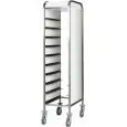 CARRO PORTA BANDEJA - MOD. CA145 - Estructura de acero inox - Guías de acero inox - Capacidad N. 10 bandejas GN 1/1 (cm 53x32,5) - Paneles laterales - Medidas cm A 38 x F 62 x h 175