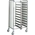 CARRO PORTA BANDEJA - MOD. CA146 - Estructura de acero inox - Guíasde de acero inox - Capacidad N. 20 bandejas GN 1/1 (cm 53x32,5) - Paneles laterales - Medidas cm A 74 x F 62 x h 175
