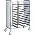 CARRO PORTA BANDEJA - MOD. CA147 - Estructura de acero inox - Guías de acero inox - Capacidad N. 30 bandejas GN 1/1 (cm 53x32,5) - Paneles laterales - Medidas cm A 110 x F 62 x h 175