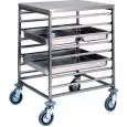 CARRO PORTA BANDEJA - MOD. CA1475 - Estructura de acero inox - Guías DE ACERO INOX - Capacidad n. 8 bandejas  GN 2/1 (cm 65x53) o n. 16 GN 1/1 (cm 53x32,5) - Medidas cm A 65 x F 76 x h 94