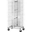 CARRO PORTA BANDEJA PARA PASTELERÍA - MOD. CA1480D - Completamente de acero inox - Capacidad N. 40 bandejas cm 60x40 - Medidas cm A 51 x F 80 x h 177