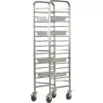 CARRO PORTA BANDEJA REFORZADO - MOD. CA1489R - Estructura de acero inox - Guías de acero inox - Capacidad N. 14 bandejas  GN 1/1 (cm 53x32,5) - Medidas cm A 48 x F 62 x h 182