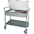 CARRO DE ACERO DOS PISOS REFRIGERADO CON PLACAS EUTÉCTICAS - MOD. CA1165 - Apto para postres, quesos, embutidos y entradas - Estructura portante de madera contrachapada de abedul - N°8 placas Eutécticas - Tapas de metacrilato  - Medidas cm A 108 x F 57 x 