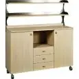 MUEBLE DE SERVICIO PARA COMEDOR - MOD. ML3214SS - Estructura Laminada de roble blanqueado - N. 2 Puertas - N. 3 cajones + compartimiento abierto - Medidas cm A 136 x F 48 x h 155