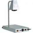PLANO CALIENTE CON LÁMPARAS DE INFRARROJOS - MOD. PCI4718 - Estructura de acero inox - N.1 lámpara de infrarrojos - Termostato ajustable 30°/90°C - Potencia W 250+250 - Alimentación V230 50/60 Hz - Medidas cm A 58 x F 33 x h 68