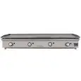 Plancha de Gas de acero laminado 6mm - Mod 120PGLN - Potencia 11 kw - Superficie útil AxF 1200x400 mm - Quemadores n 4 - Dimensiones A 1206 x F 450 x H 233 mm - Peso 44 kg