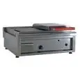 PLANCHA TOSTADORA Y SANDWICHERA A GAS - DE ACERO INOX - MOD. HPPG60LLLC - POTENCIADA - CON CHIMENEA - PLACA DE COCCIÓN LISA cm 54,4x45 - N. 1 TAPA - POTENCIA W 11600 - MEDIDAS cm A 60 x F 56,5 x H 23 - NORMA CE