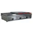 PLANCHA TOSTADORA Y SANDWICHERA A GAS - DE ACERO INOX - MOD. PG120LLLL3C - CON CHIMENEA - PLACA DE COCCIÓN LISA cm 114,4x45 - N. 3 TAPAS - POTENCIA W 17400 - MEDIDAS cm A 120 x F 56,5 x H 23 - NORMA CE