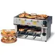 TOSTADORA DE 3 PINZAS CON SUPERFICIE SUPERIOR DE COCCIÓN VITROCERÁMICA MOD. GPQZ3196 - Potencia 3100W - Alimentación MONOFÁSICA 230v/50-60hz - Medidas FRY TOP Cm 45x24 - Medidas del HORNO Cm L 54 x P 27 x 49 h -Homologación CE