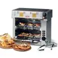 TOSTATORA DE 6 PINZAS CON SUPERFICIE SUPERIOR DE COCCIÓN VITROCERÁMICA MOD. GPQZ3198 - Potencia 4080W - Alimentación MONOFÁSICA 230v/50-60hz - Medidas FRY TOP Cm 45x24 - Medidas del HORNO Cm L 54 x P 27 x 49 h -Homologación CE