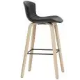 Sgabello - color Negro - Estructura en madera multistrato e metal, seduta imbottita rivestita en ecopelle - Modelo 1227-negro-nat