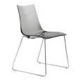 SILLA ZEBRA ANTISHOCK - MOD. 2274 - Estructura de PATÍN con varillas de ACERO ø 11 mm CROMADO - Carcasa de POLICARBONATO - Para INTERIORES - APILABLE - Med. cm L 51 x P 53 x H 80 - Homologación CE