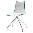 SILLA ZEBRA BICOLOR - MOD. 2611 - Estructura GIRATORIA sobre CABALLETE de ACERO CROMADO - Estructura de POLÍMERO RECICLABLE - Para INTERIORES - Med. cm L 46 x P 53 x H 83 - Se envía desmontado - Homologación CE